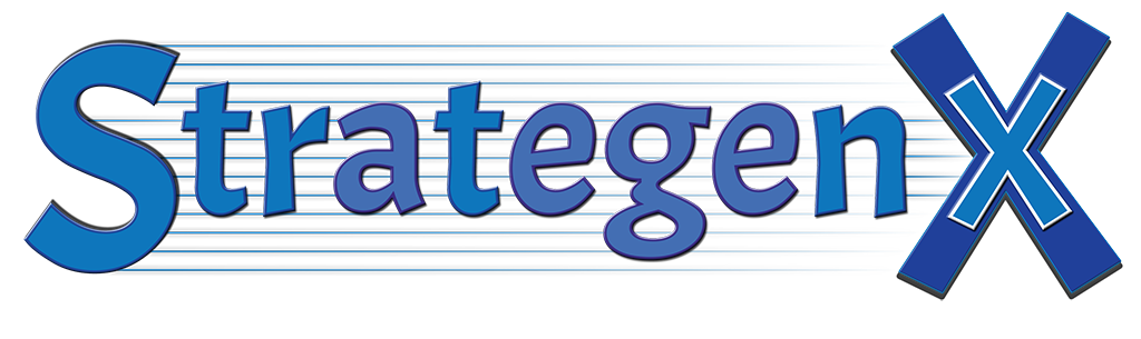 StrategenX Logo Techno-Blue Version